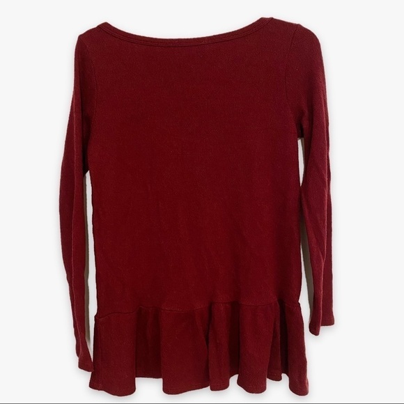 Fantastic Fawn | Peplum V Neck Sweater Maroon Size Small - Picture 3 of 6